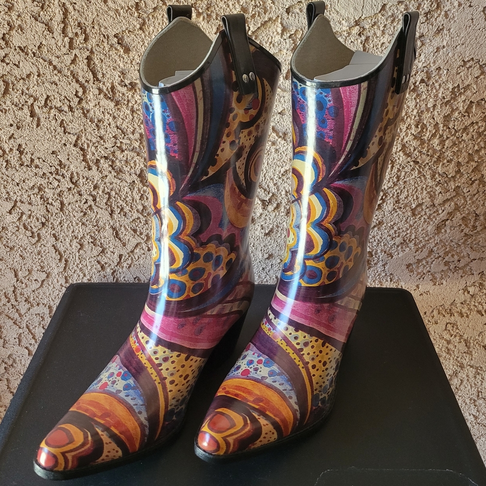 NWOB Muti-color Cowboy Style Rain Boots